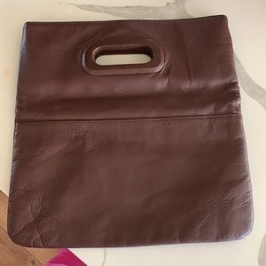 Lisa Loren vintage brown clutch 100% leather Conway classics collection